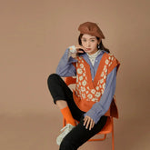 Purple Background Flowers V Neck Vest